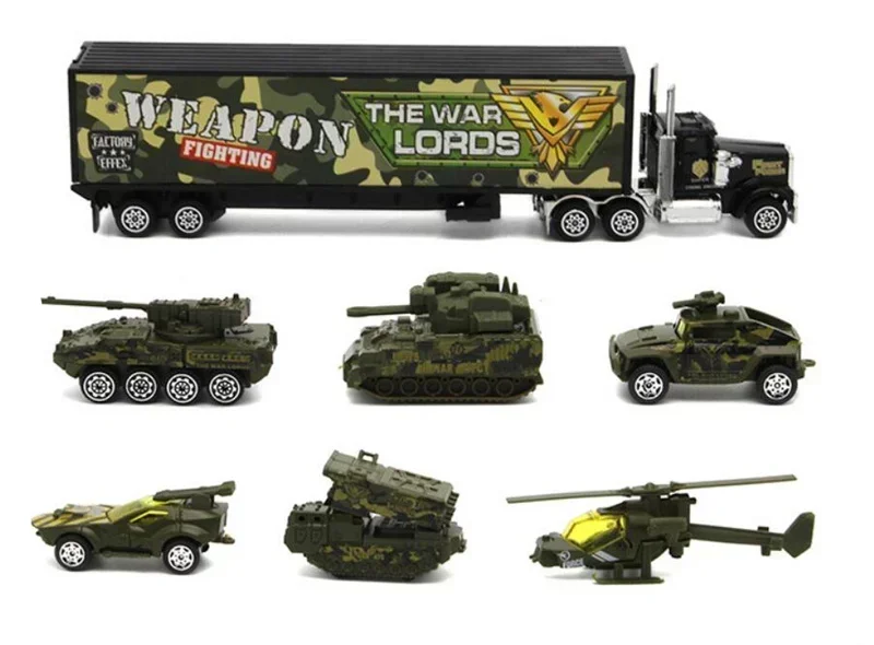 7pcs/set Military vehicle set Tank Missile armored Helicopter Container truck car Alloy collection model children gift toy
7pcs/set Military vehicle set Tank Missile armored Helicopter Container truck car Alloy collection model children gift toy