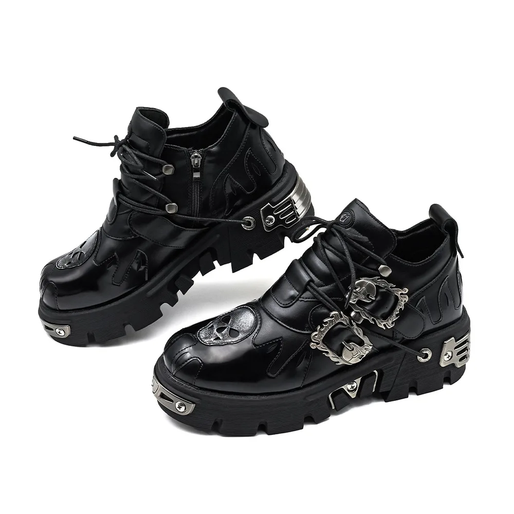 Retro Dark Punk-style Leather Casual Shoes with Metal Design Low-top Thick-soled Single Shoes Unisex Sneakers
Retro Dark Punk-style Leather Casual Shoes with Metal Design Low-top Thick-soled Single Shoes Unisex Sneakers