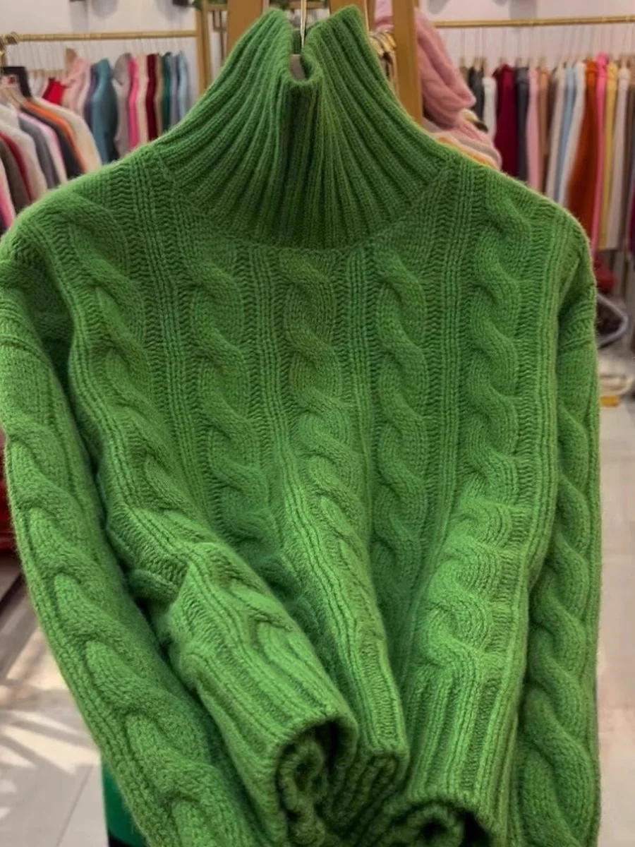 Thickened Heavy Duty Green High Collar Sweater Women's Autumn Winter Short Knitted Top Warm Fluffy Long Sleeve Crew Neck
Thickened Heavy Duty Green High Collar Sweater Women's Autumn Winter Short Knitted Top Warm Fluffy Long Sleeve Crew Neck