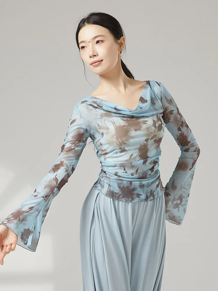 Women Tie Dye Dance Top Mesh Long Flare Sleeve Round Neck Shirt for Classical Performance Practice Stage Artistic Rehearsal
Women Tie Dye Dance Top Mesh Long Flare Sleeve Round Neck Shirt for Classical Performance Practice Stage Artistic Rehearsal