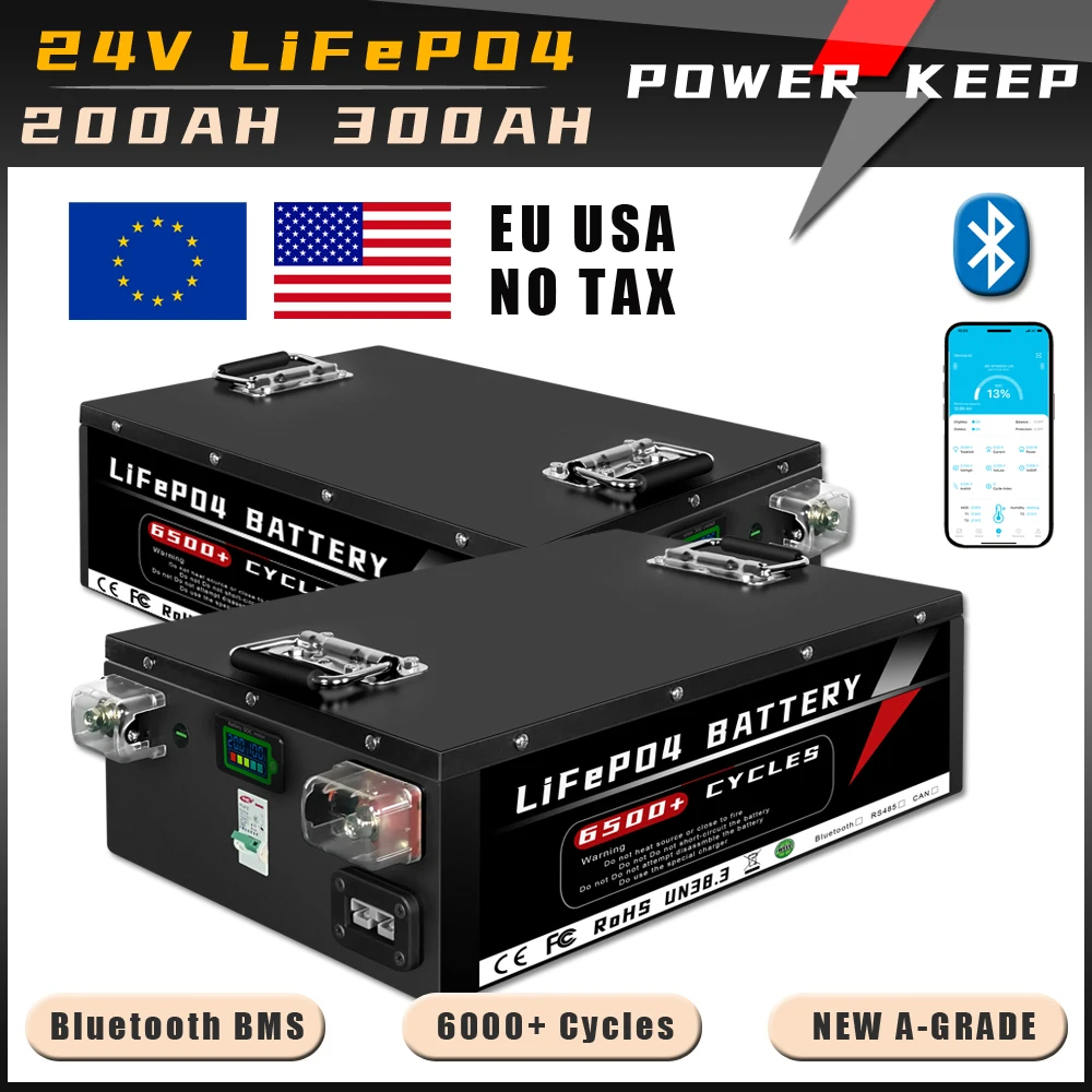 New 24V 100Ah 200Ah 300Ah LiFePO4 Battery Bluetooth BMS Grade A Lithium Iron Phosphate For Inverter Solar RV Boat No Tax
New 24V 100Ah 200Ah 300Ah LiFePO4 Battery Bluetooth BMS Grade A Lithium Iron Phosphate For Inverter Solar RV Boat No Tax