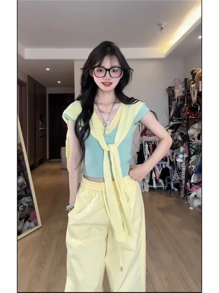 Korean Sle Women's ort Sve Set Casual Loose Wide Leg Pants Faionable Unique Pattern Light Maturi Spring Season
Korean Sle Women's ort Sve Set Casual Loose Wide Leg Pants Faionable Unique Pattern Light Maturi Spring Season