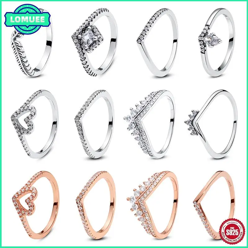 Original 925 Sterling Silver Rings For Women Love Heart Crown Wishbone Engagement Wedding Ring Rose Gold Luxury Jewelry Gift
Original 925 Sterling Silver Rings For Women Love Heart Crown Wishbone Engagement Wedding Ring Rose Gold Luxury Jewelry Gift