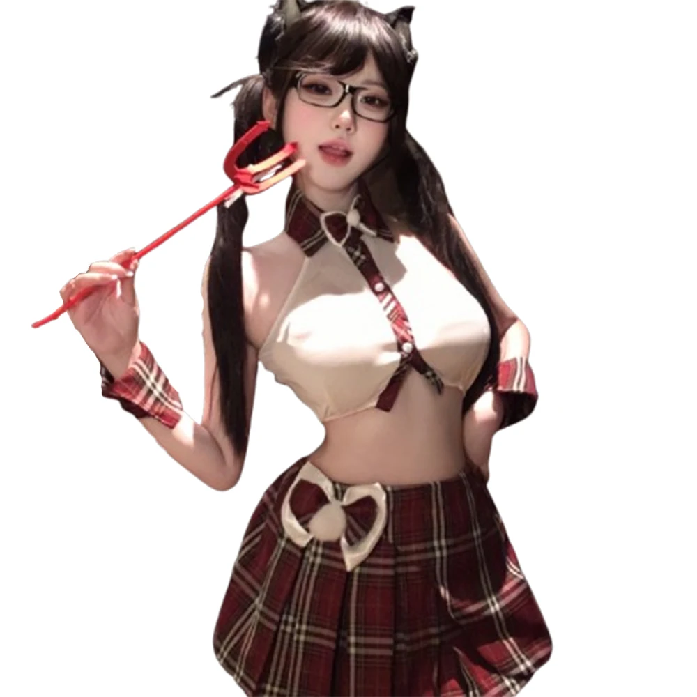 Erotic Sexy Student Cosplay Uniform Temptation Plaid Outfit Halter Crop Top with Skirt Bow Alluring Lingerie Romantic Evening
Erotic Sexy Student Cosplay Uniform Temptation Plaid Outfit Halter Crop Top with Skirt Bow Alluring Lingerie Romantic Evening