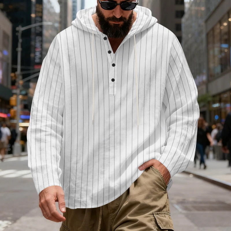 Повседневные дышащие свободные мужские толстовки с капюшоном, модные полосатые худи с принтом, мужские винтажные льняные худи на пуговицах для весны и осени
Повседневные дышащие свободные мужские толстовки с капюшоном, модные полосатые худи с принтом, мужские винтажные льняные худи на пуговицах для весны и осени