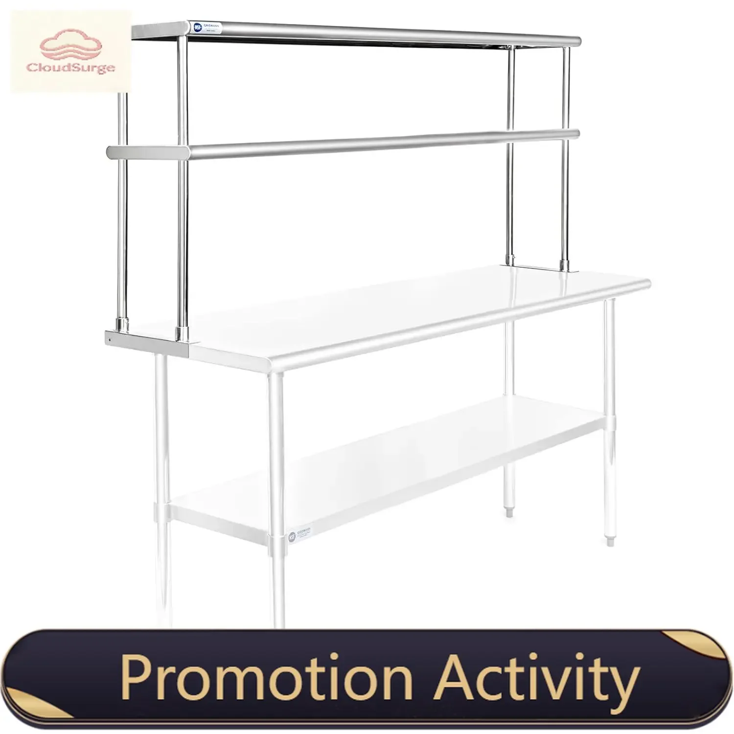 NSF Stainless Steel Commercial 2 Tier Double Overshelf 60 in. x 12 in. for Kitchen Prep & Work Table
NSF Stainless Steel Commercial 2 Tier Double Overshelf 60 in. x 12 in. for Kitchen Prep & Work Table