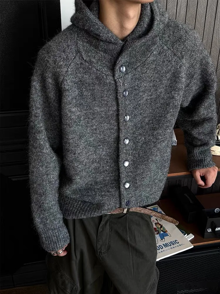 Retro Autumn Winter Button up Knitted Sweater Men Women Loose Fit Casual Comfortable Knitwear Hooded Cardigan Warm Color
Retro Autumn Winter Button up Knitted Sweater Men Women Loose Fit Casual Comfortable Knitwear Hooded Cardigan Warm Color