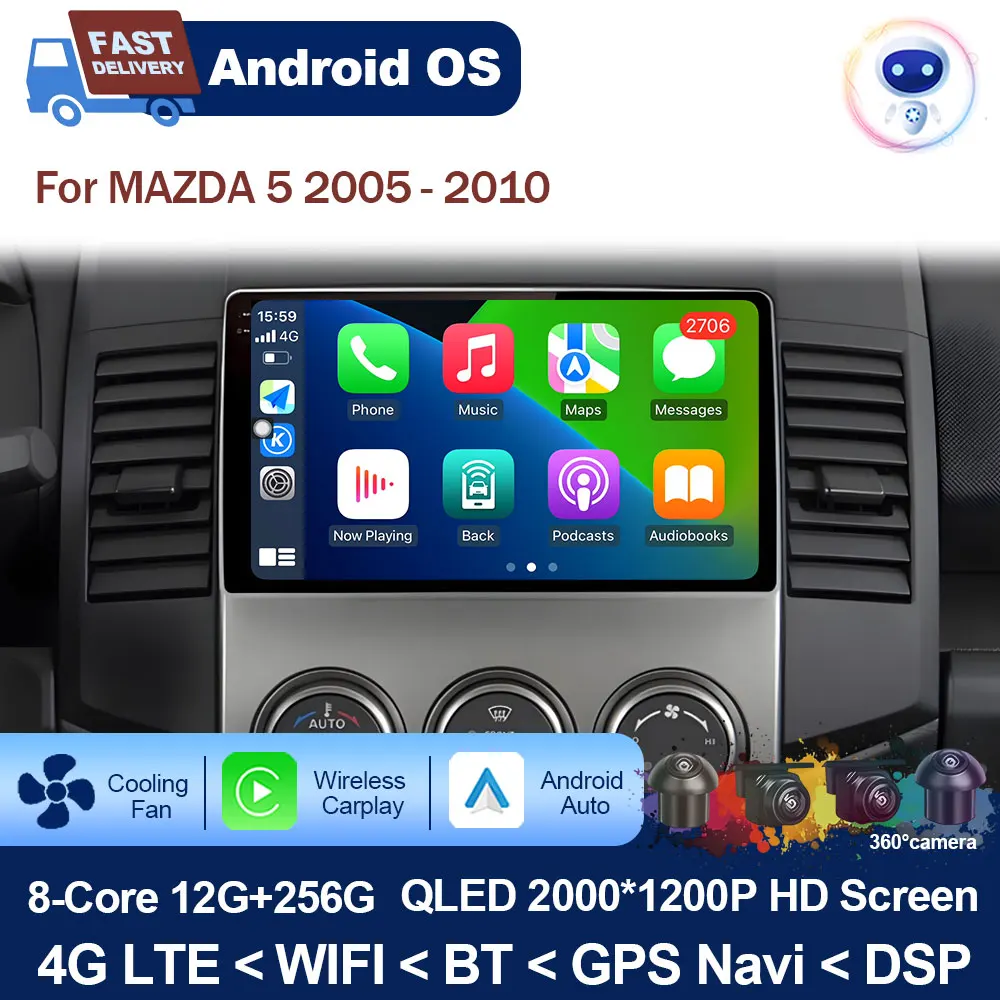 Android Auto Wireless Carplay для MAZDA 5 2005-2010 HD Экран 9 '' Автомобильный радиоприемник Мультимедийный стереоплеер GPS Navi WiFi No 2 din
Android Auto Wireless Carplay для MAZDA 5 2005-2010 HD Экран 9 '' Автомобильный радиоприемник Мультимедийный стереоплеер GPS Navi WiFi No 2 din