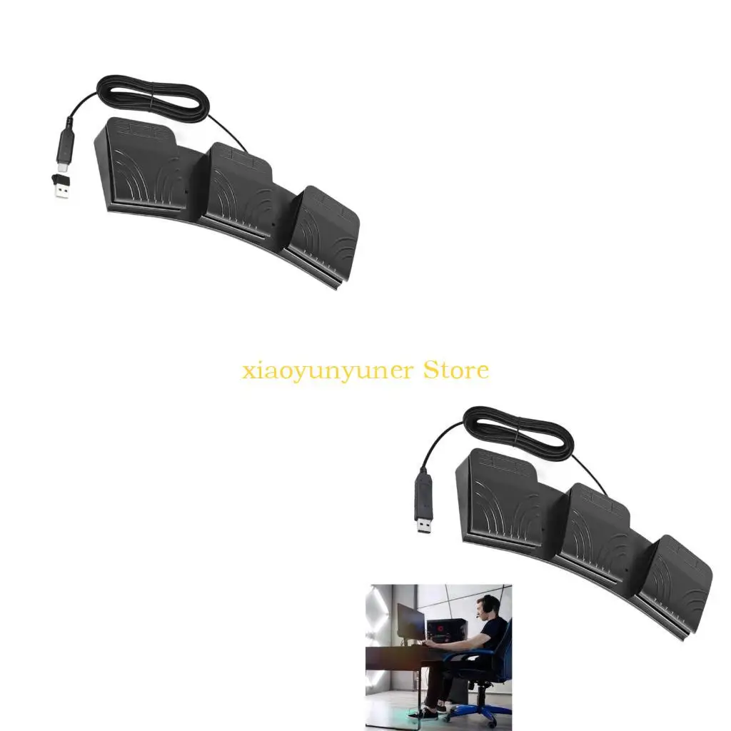 P9JB Ergonomic Triple USB Foot Controller Customizable Keystroke String Multimedia Control for PC