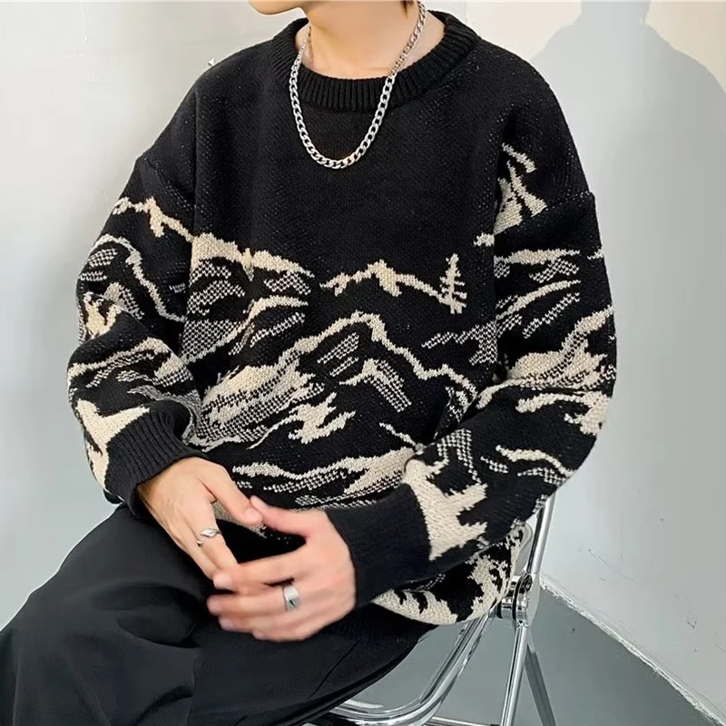 Japan Style Mountain Graphic Jacquard Sweaters for Men 2025 Casual Long Sleeve Knitted Pullovers Y2K Vintage Knitwear Pull Homme
Japan Style Mountain Graphic Jacquard Sweaters for Men 2025 Casual Long Sleeve Knitted Pullovers Y2K Vintage Knitwear Pull Homme