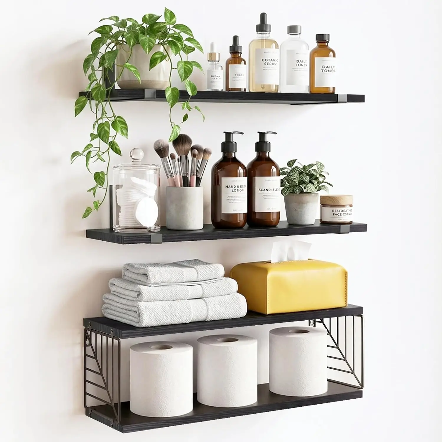 3+1 Tier Bathroom Floating Shelves Over Toilet, 15.8in Farmhouse Rustic Wood Shelves, Wall Decor for Bathroom, Living R
3+1 Tier Bathroom Floating Shelves Over Toilet, 15.8in Farmhouse Rustic Wood Shelves, Wall Decor for Bathroom, Living R