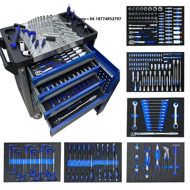 Lockable Seven-Drawer Auto Repair Tool Cabinet Blue 310pcs Tool Sets Steel & Iron for Workshop & Garage Storage OEM OBM Support
Lockable Seven-Drawer Auto Repair Tool Cabinet Blue 310pcs Tool Sets Steel & Iron for Workshop & Garage Storage OEM OBM Support