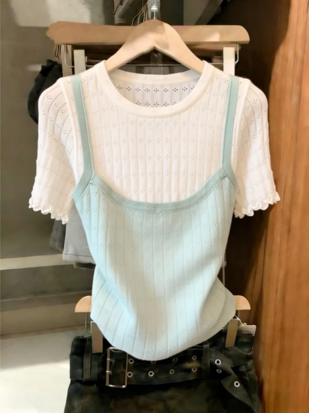 Japanese Style Short Sleeve T-Shirt Women's Sweet Sister Wood Grain Fake Two-Piece Short Top Summer New Design Anti-Aging
Japanese Style Short Sleeve T-Shirt Women's Sweet Sister Wood Grain Fake Two-Piece Short Top Summer New Design Anti-Aging