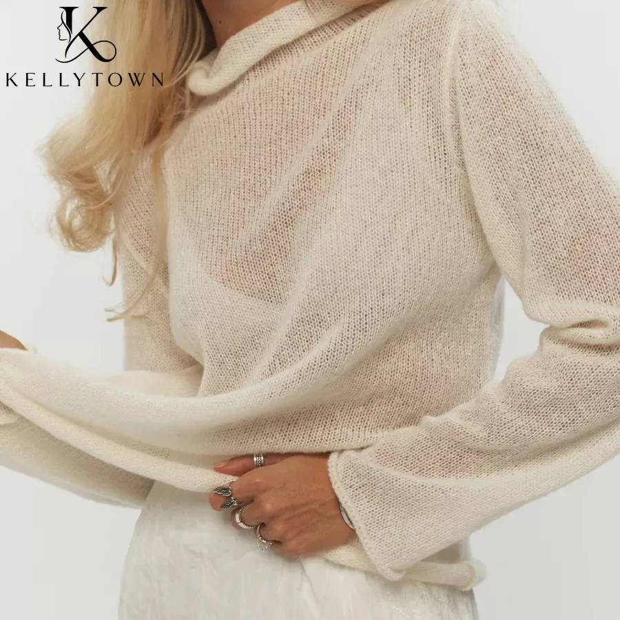 2026 Semi Sheer Sweater Women Turtleneck Neck Loose Pullover Autumn Winter Outfits Solid Casual Chic White Black Knitted Jumper
2026 Semi Sheer Sweater Women Turtleneck Neck Loose Pullover Autumn Winter Outfits Solid Casual Chic White Black Knitted Jumper