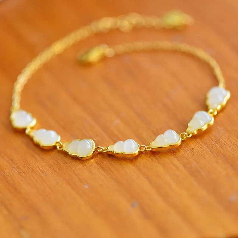 S925 Inlaid Hetian Jade Gourd Plain Silver Bracelet New Style Fashion Versatile
S925 Inlaid Hetian Jade Gourd Plain Silver Bracelet New Style Fashion Versatile