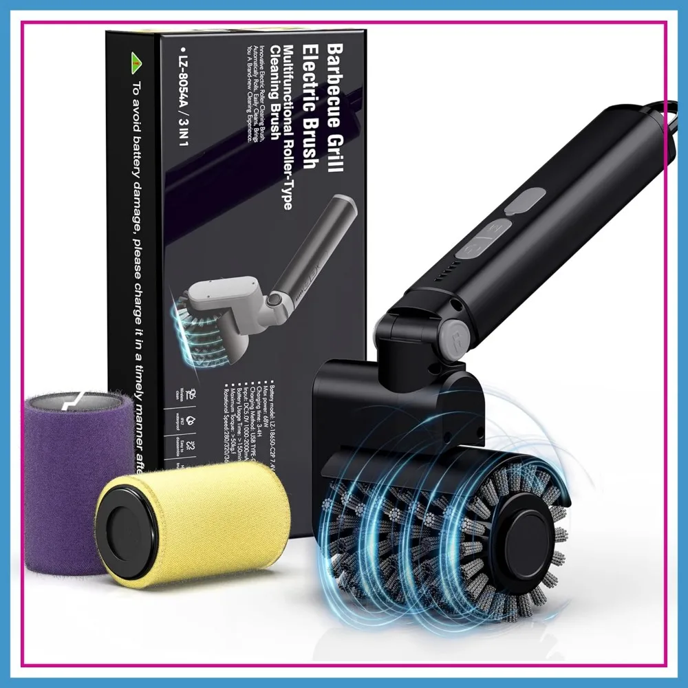 Rechargeable Electric Grill Brush, 3-Speed Power Cleaning Tool for BBQ Grates, Cordless with 2 Brush Heads & Scouring Pad
Rechargeable Electric Grill Brush, 3-Speed Power Cleaning Tool for BBQ Grates, Cordless with 2 Brush Heads & Scouring Pad