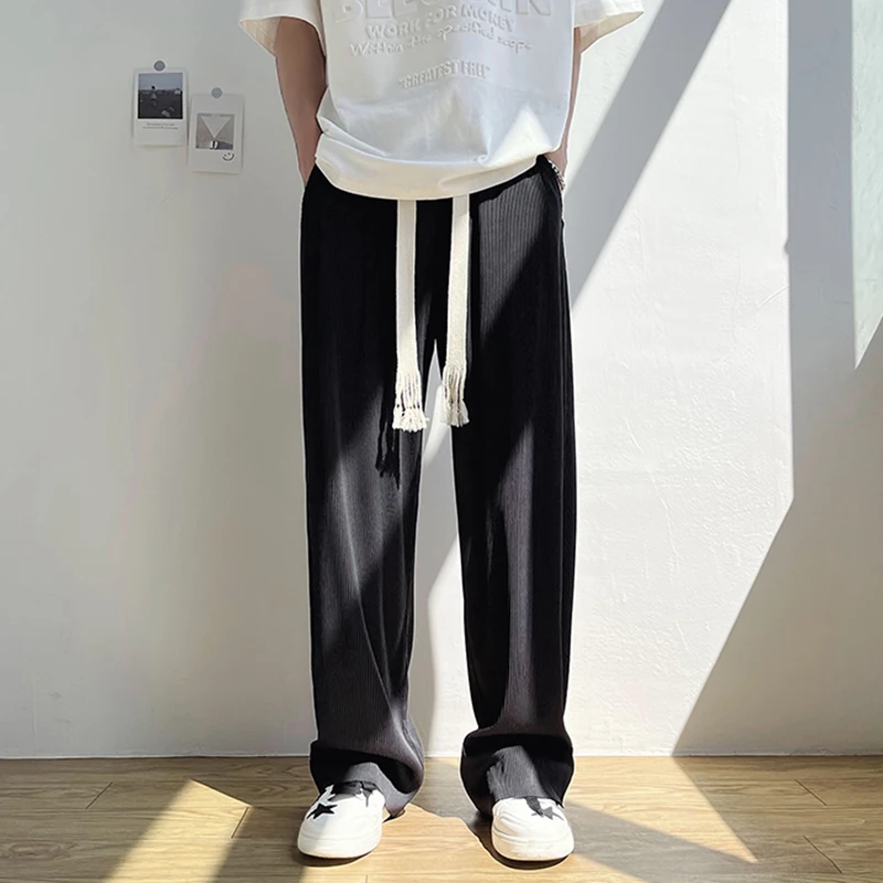 Summer Thin Striped Pants Man Casual Solid Elastic Waist Pants Male Loose Wide Leg Pant Man
Summer Thin Striped Pants Man Casual Solid Elastic Waist Pants Male Loose Wide Leg Pant Man