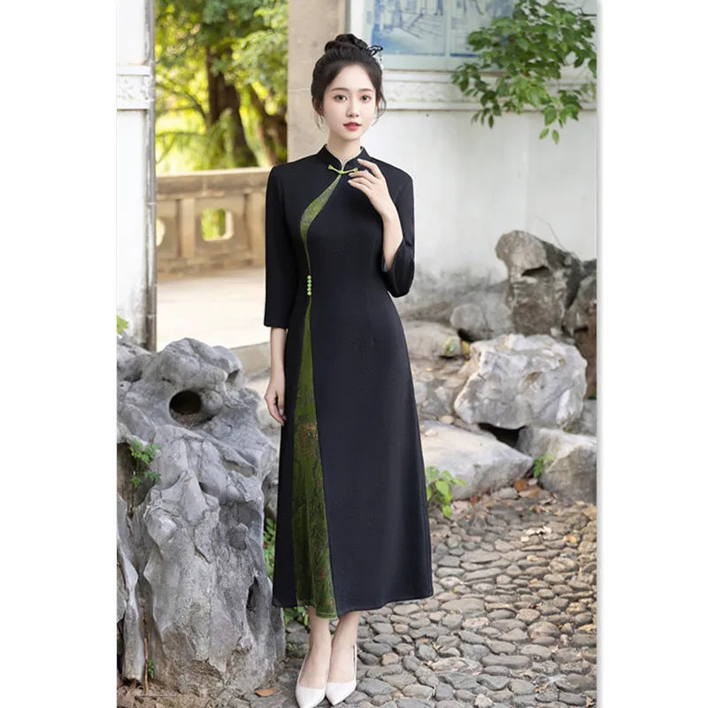 Fashion Improvement New Chinese Style Long 3/4 Sleeves Cheongsam Qi Pao Large Swing Dress Autumn Daily Wearable
Fashion Improvement New Chinese Style Long 3/4 Sleeves Cheongsam Qi Pao Large Swing Dress Autumn Daily Wearable