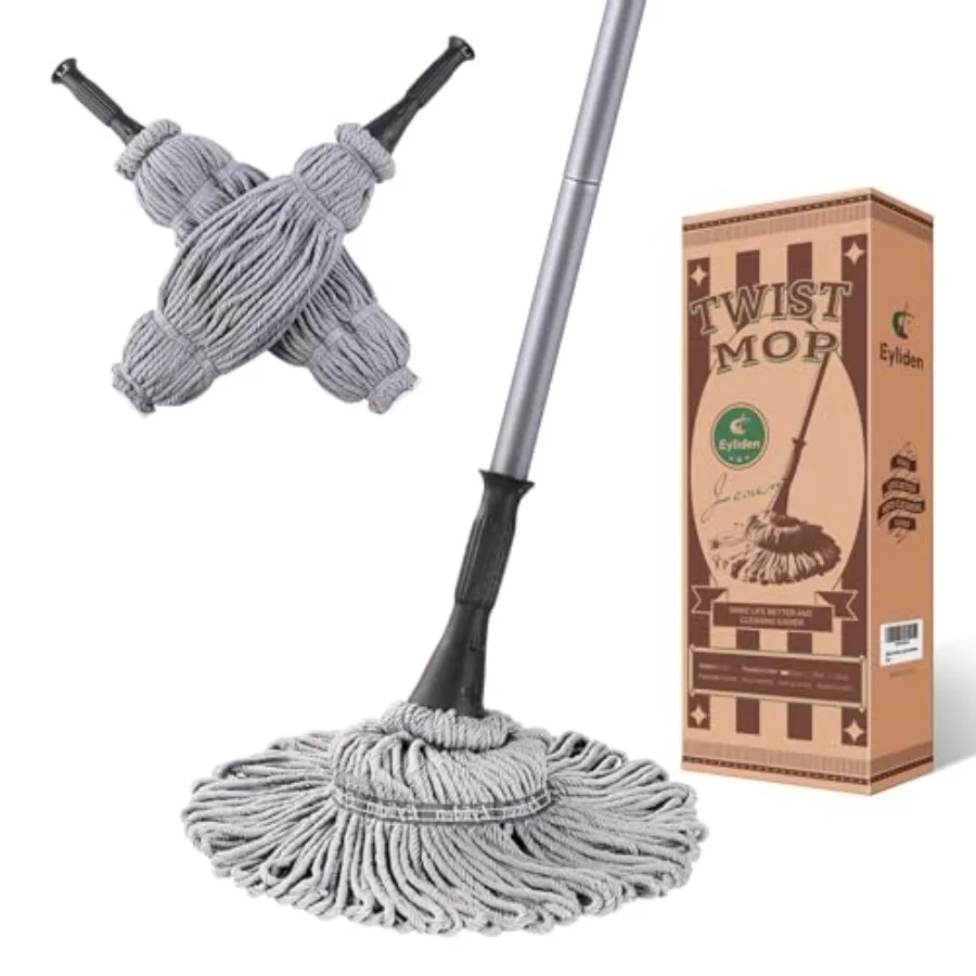 Mop with 2 Reusable Microfiber Heads, Easy Wringing Twist Mop, 57.5 inch Long Handle, Wet Mops for Floor Cleaning, Commercial H
Mop with 2 Reusable Microfiber Heads, Easy Wringing Twist Mop, 57.5 inch Long Handle, Wet Mops for Floor Cleaning, Commercial H