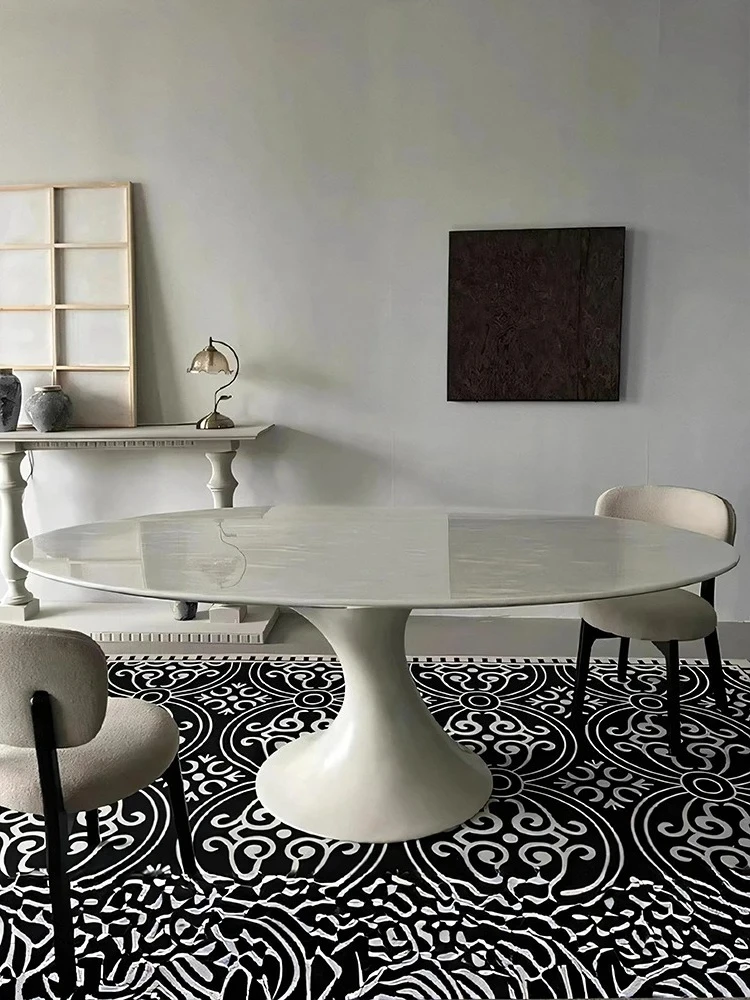 Marble Dining-Table Oval Light Luxury Creative Strange Shape Natural Stone Stone Plate Customizable 
Marble Dining-Table Oval Light Luxury Creative Strange Shape Natural Stone Stone Plate Customizable