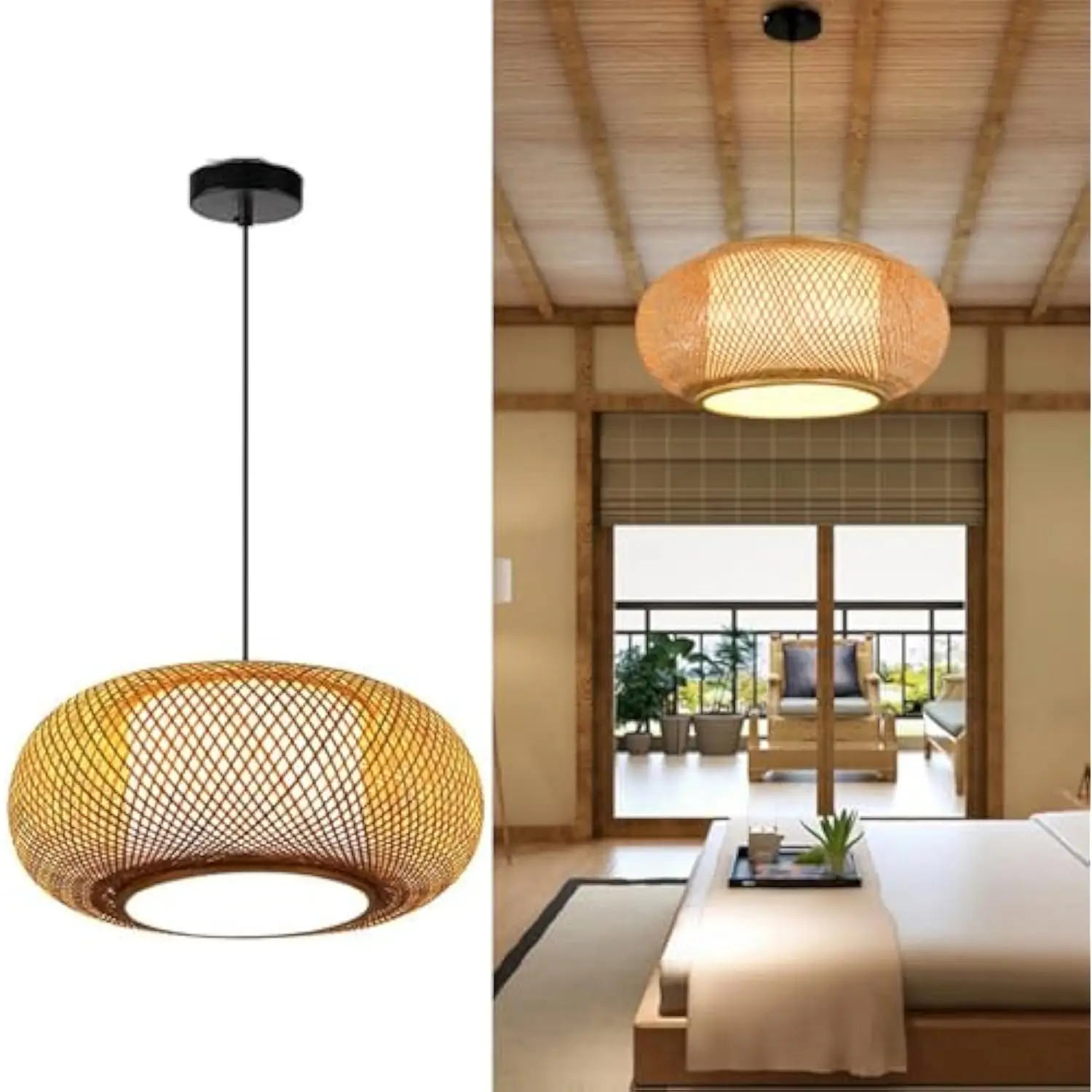 Rustic Rattan Pendant Light Fixture Farmhouse Bamboo Pendant Lighting 1-Lights Wicker Shade Basket Woven Chandelier for Dining
Rustic Rattan Pendant Light Fixture Farmhouse Bamboo Pendant Lighting 1-Lights Wicker Shade Basket Woven Chandelier for Dining