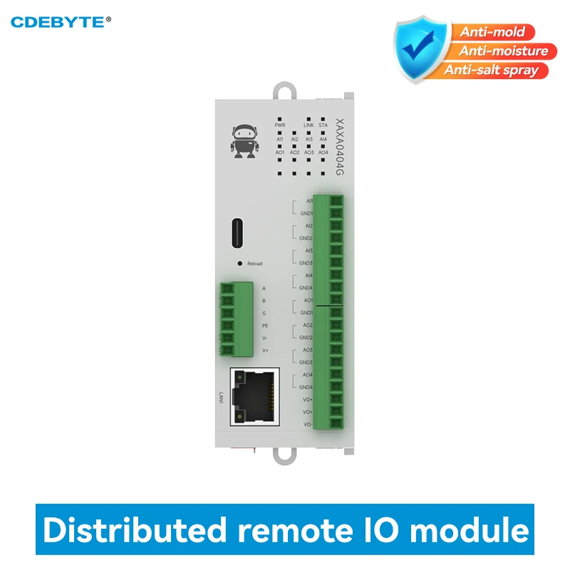 4AI+4AO Distributed Remote IO Module RJ45 RS485 Host Module CDEBYTE M31-XAXA0404G Modbus TCP/RTU Analog Switch Acquisition
4AI+4AO Distributed Remote IO Module RJ45 RS485 Host Module CDEBYTE M31-XAXA0404G Modbus TCP/RTU Analog Switch Acquisition