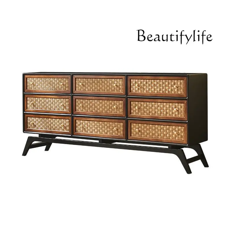 Wabi Sandy Wind Japanese-style retro solid wood rattan nine-chest cabinet dining side drawer storage cabinet storage cabinet
Wabi Sandy Wind Japanese-style retro solid wood rattan nine-chest cabinet dining side drawer storage cabinet storage cabinet