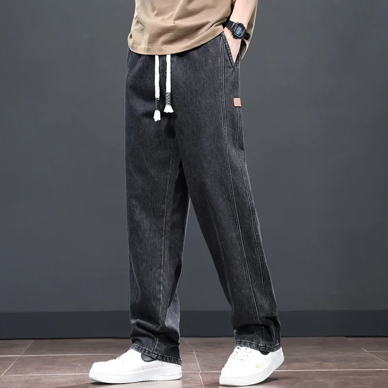 2024 New Fashion Lace Elastic Waist Jeans Men Loose Thin Material Wide Legged Mens Pants Light Blue Straight Leg Male Clothing
2024 New Fashion Lace Elastic Waist Jeans Men Loose Thin Material Wide Legged Mens Pants Light Blue Straight Leg Male Clothing