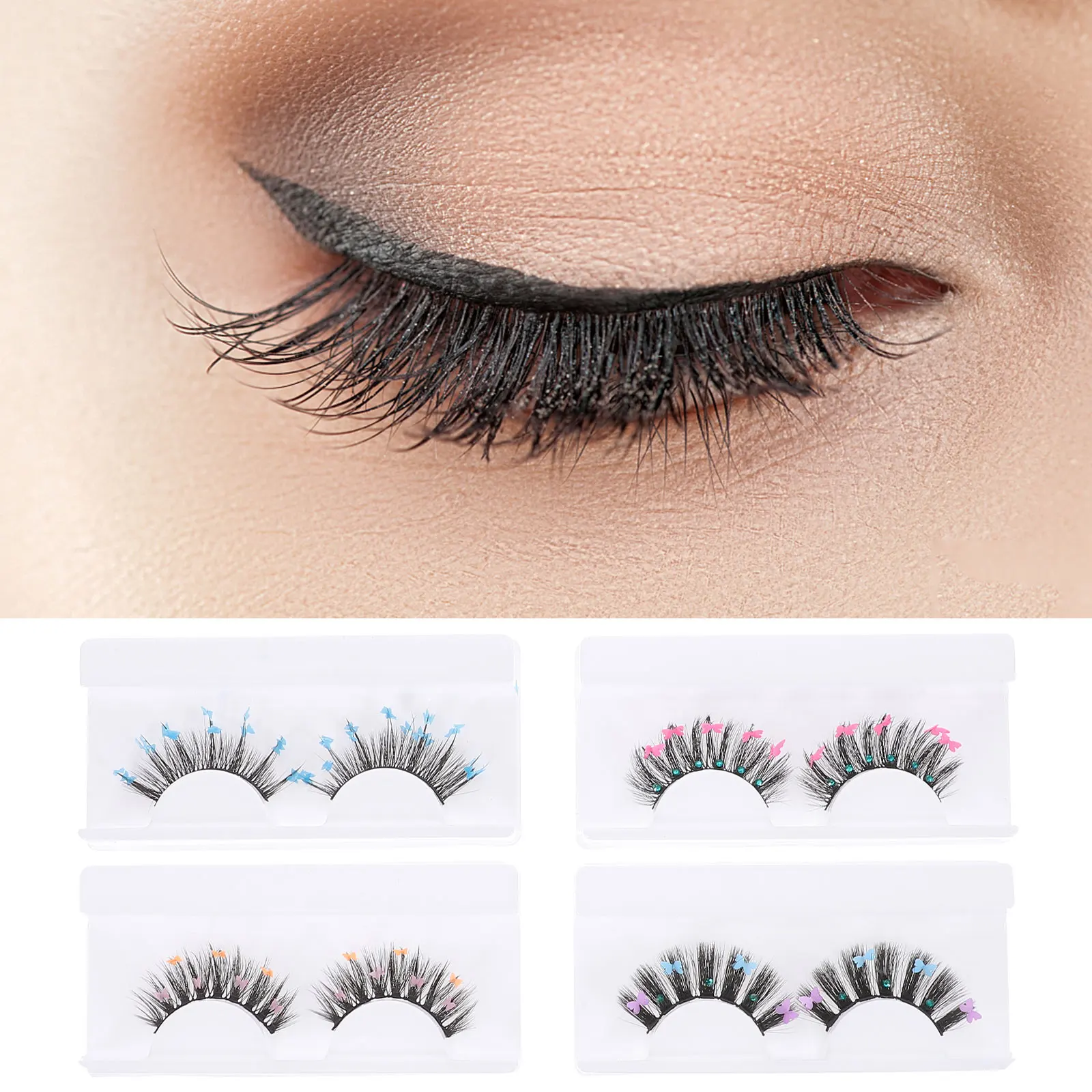 Sequin False Eyelashes 4 Pairs Colored Glitter Butterflies Chemical Fiber Long Sexy Eye Makeup Easy Beginner Day Night
Sequin False Eyelashes 4 Pairs Colored Glitter Butterflies Chemical Fiber Long Sexy Eye Makeup Easy Beginner Day Night