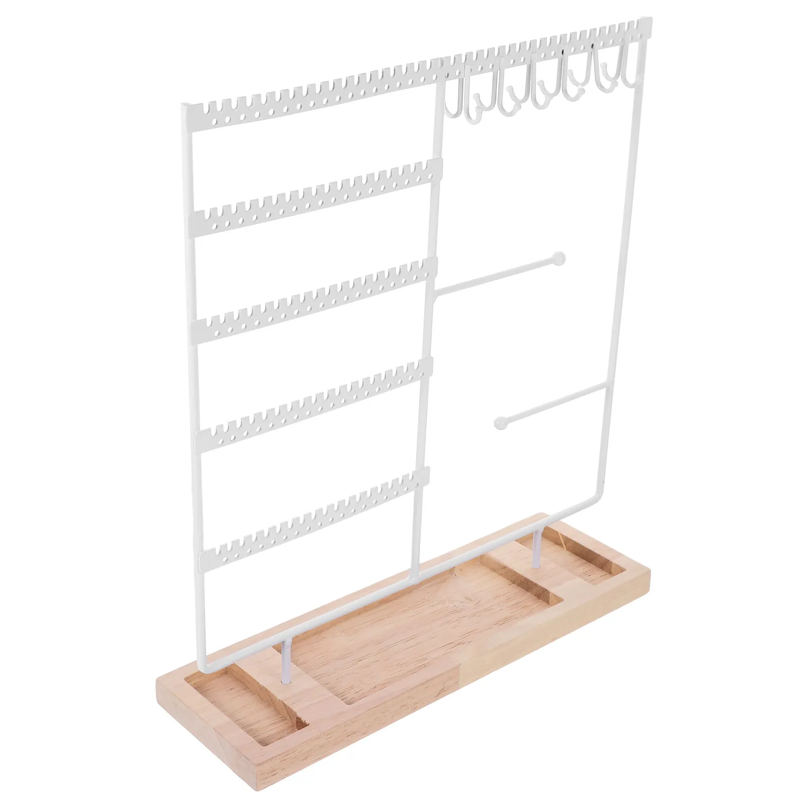 Wooden Base Earring Display Stand Elegant Jewelry Organizer Stand Necklace Holder Tabletop Jewelry Storage Rack for Home Store
Wooden Base Earring Display Stand Elegant Jewelry Organizer Stand Necklace Holder Tabletop Jewelry Storage Rack for Home Store