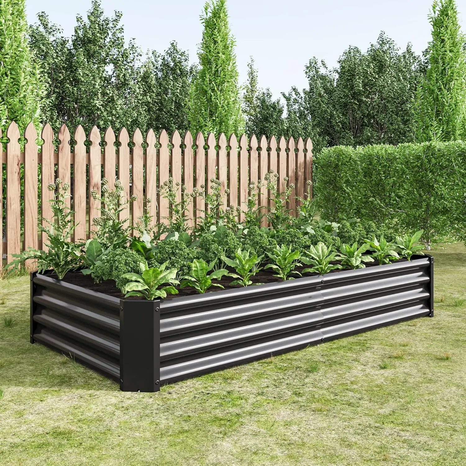 Galvanized Steel Raised Garden Bed for Vegetables Flowers Herbs Outdoor Patio Black Rectangle Planter
Galvanized Steel Raised Garden Bed for Vegetables Flowers Herbs Outdoor Patio Black Rectangle Planter