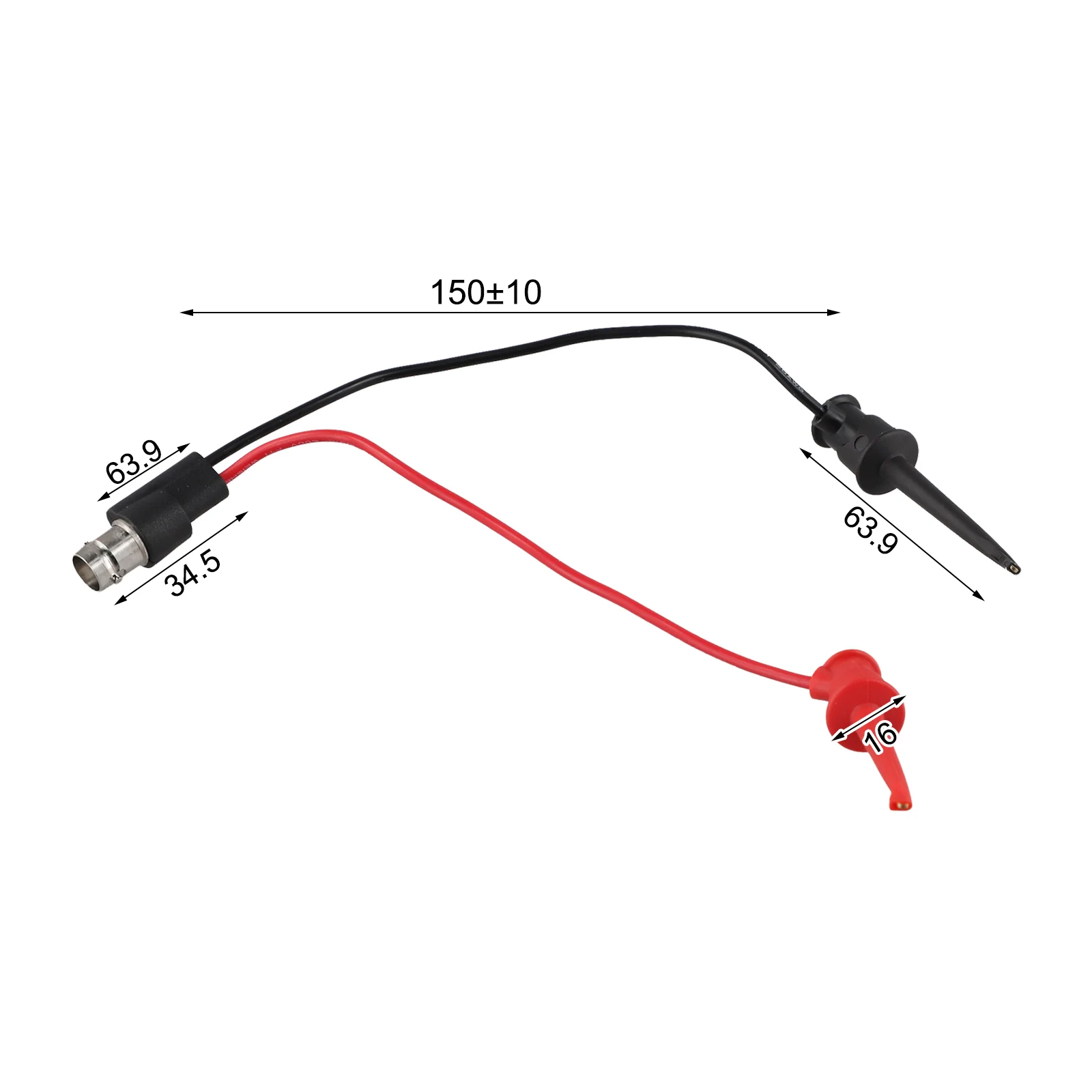 BNC Connector Test Leads Compatible with Mini Grabber Clips Safe Operating Voltage up to 30VAC/60VDC for Various Uses
BNC Connector Test Leads Compatible with Mini Grabber Clips Safe Operating Voltage up to 30VAC/60VDC for Various Uses