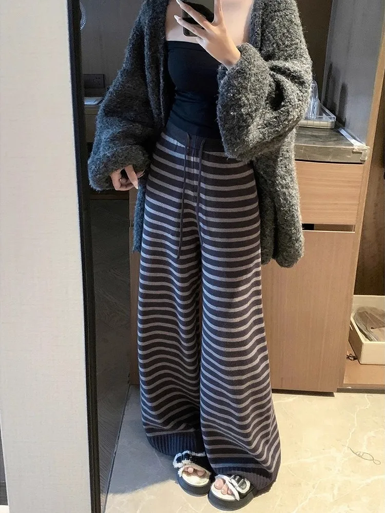 High Waist Knitted Fce Lined Wide Leg Pants Casual Straight Leg Trousers Autumn Winter Thiened Long Pants for Women
High Waist Knitted Fce Lined Wide Leg Pants Casual Straight Leg Trousers Autumn Winter Thiened Long Pants for Women