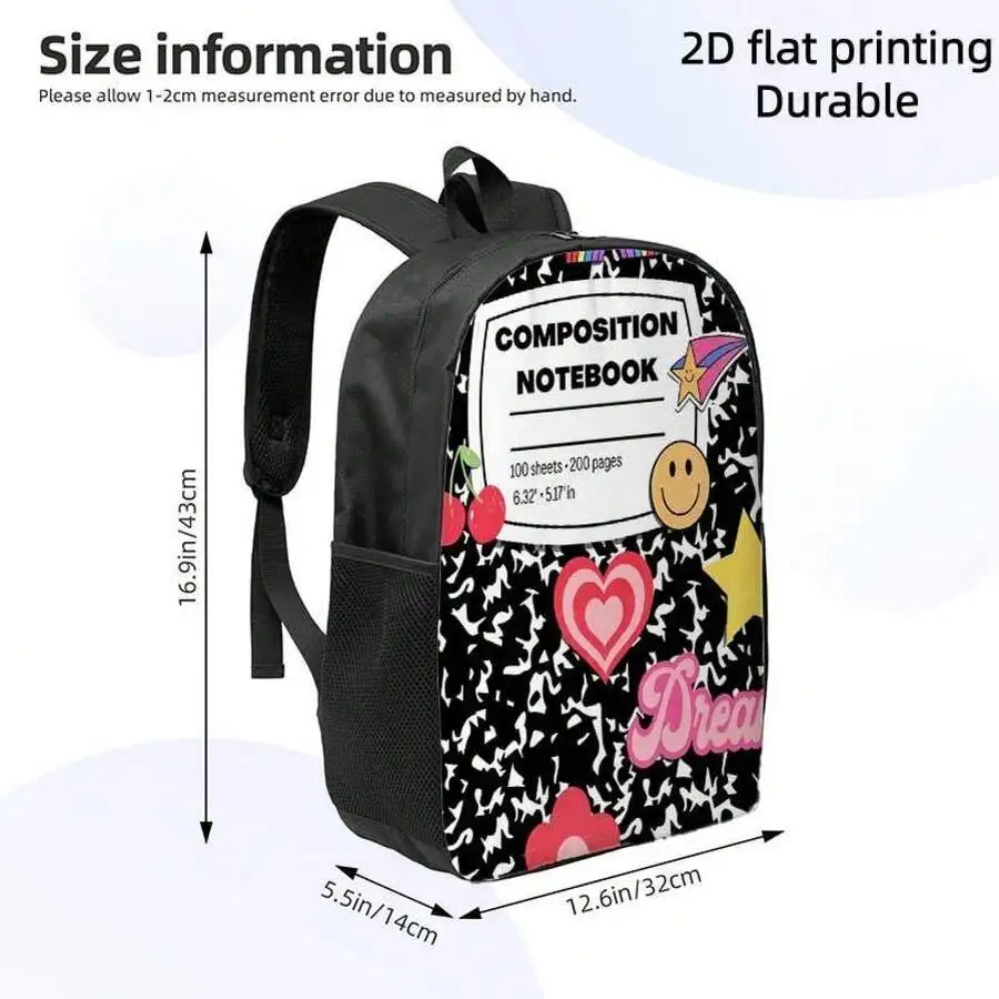 Vibrant Composition Notebook Print Backpack With Adjustable Straps Large Capacity Lightweight Travel Bag
Vibrant Composition Notebook Print Backpack With Adjustable Straps Large Capacity Lightweight Travel Bag