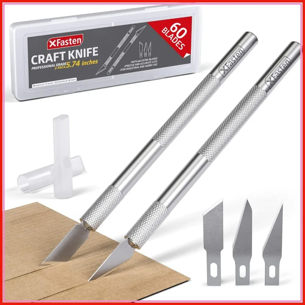 Precision Craft Knife Set - 2 Knives with 60 Blades for Art, Clay, Mat, Plastic, Paper
Precision Craft Knife Set - 2 Knives with 60 Blades for Art, Clay, Mat, Plastic, Paper