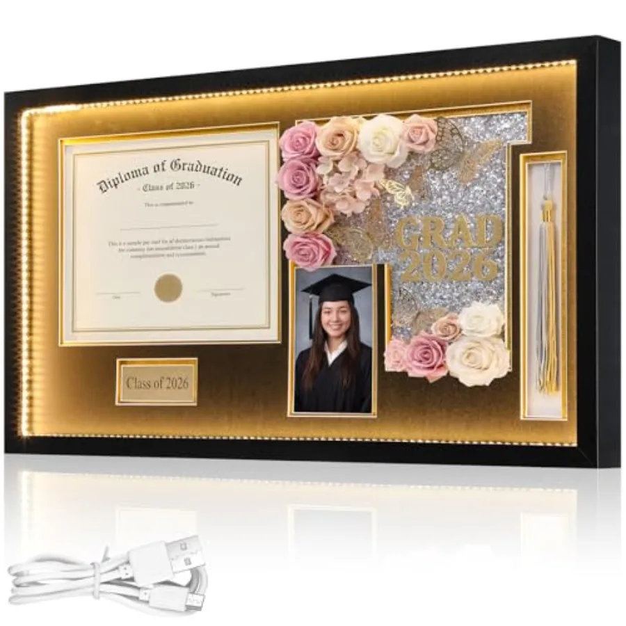 15 x 27 Graduation Diploma Frame with LED Light for 11 x 8.5 Certificate Graduation Shadow Box Document Frame for Grad Cap and
15 x 27 Graduation Diploma Frame with LED Light for 11 x 8.5 Certificate Graduation Shadow Box Document Frame for Grad Cap and