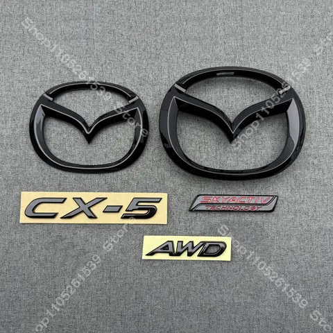 Car Front Hood Emblem Badge Sticker logo For 2017 18 19 20 21 Year MAZDA CX-5 Auto Rear Trunk Sticker CX-5 AWD Black Logo