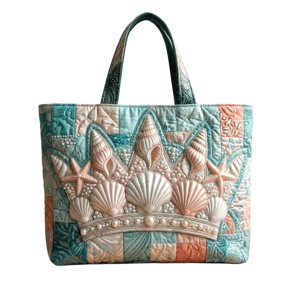 Ocean Theme Patchwork Quilted Tote Bag Seashell Crown Print Handbag for Vacation Summer Getaways
Ocean Theme Patchwork Quilted Tote Bag Seashell Crown Print Handbag for Vacation Summer Getaways