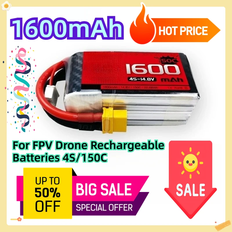 Для аккумуляторных батарей FPV Drone 1600 мАч 4S 14,8 В/150C
Для аккумуляторных батарей FPV Drone 1600 мАч 4S 14,8 В/150C
