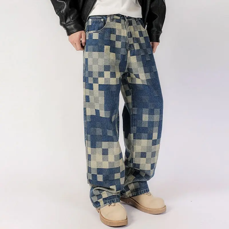 Popular Desgin Mosic Printed Jeans Men Straight Leg Loosen Baggy New Trousers Autumn
Popular Desgin Mosic Printed Jeans Men Straight Leg Loosen Baggy New Trousers Autumn