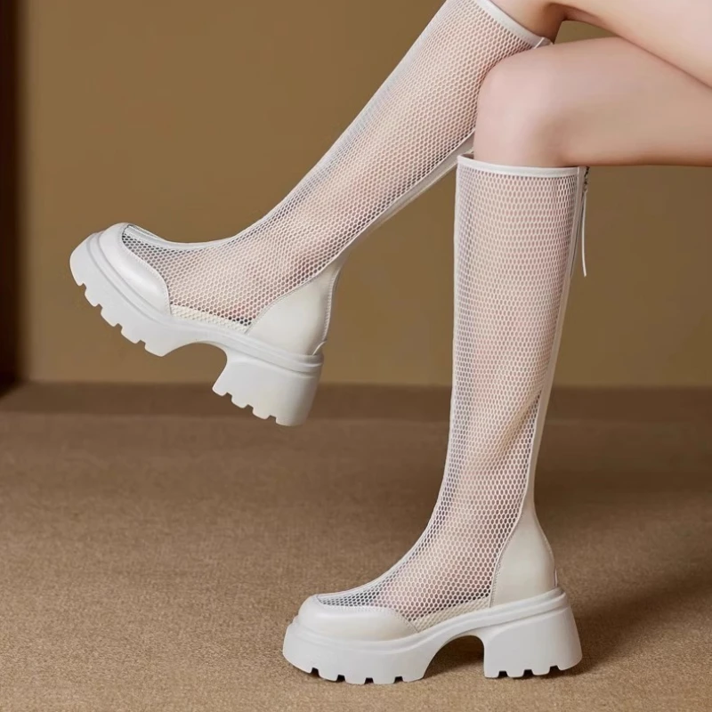 Spring Summer Brand New Platform Mesh Sandal Boots For Women Summer Knee High Boots Back Zipper Chunky Heel Sandal Boots
Spring Summer Brand New Platform Mesh Sandal Boots For Women Summer Knee High Boots Back Zipper Chunky Heel Sandal Boots