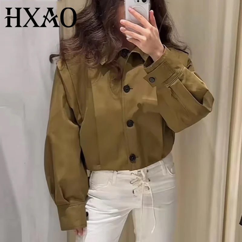HXAO Woman 2025 New Coats And Jackets Demi-Season Cropped Windbreaker Jacket Pleated Long Sleeve Solid Coats Button Bomber 088
HXAO Woman 2025 New Coats And Jackets Demi-Season Cropped Windbreaker Jacket Pleated Long Sleeve Solid Coats Button Bomber 088