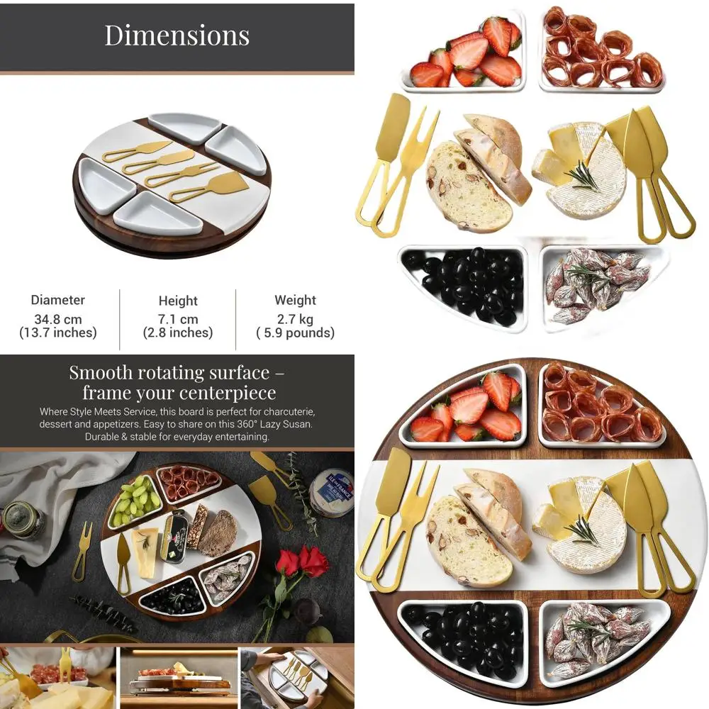 Round Acacia Wood Cheese Board Set with 4 Ceramic Dishes - Ideal for Weddings and Bridal Showers
Round Acacia Wood Cheese Board Set with 4 Ceramic Dishes - Ideal for Weddings and Bridal Showers