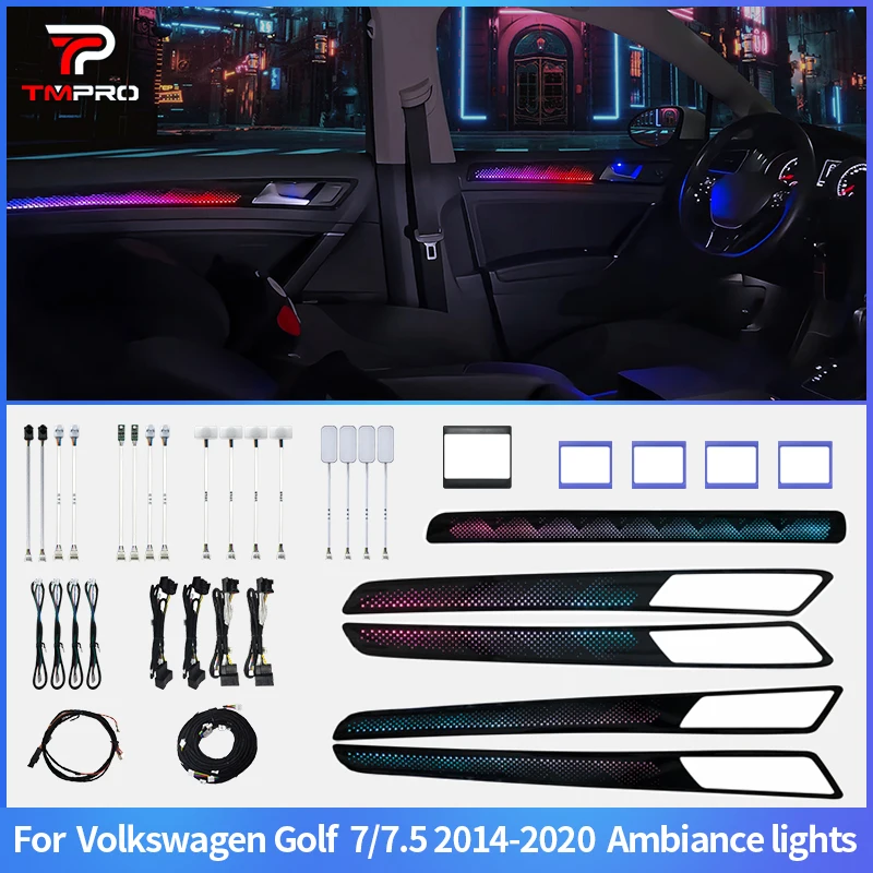 TMPRO 64 Colors LED Safety assistance systems Ambient Lighting For Volkswagen Golf 7 2014-2020 Automotive Interior Decoration
TMPRO 64 Colors LED Safety assistance systems Ambient Lighting For Volkswagen Golf 7 2014-2020 Automotive Interior Decoration