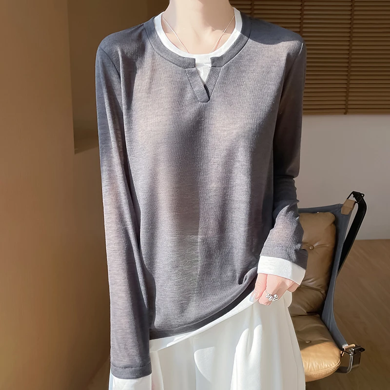 ZOCEPT Spring Summer Women's Long Sleeved T-shirt High-quality Soft Casual New Women's Clothing Loose Ice Silk O-Neck Knitted
ZOCEPT Spring Summer Women's Long Sleeved T-shirt High-quality Soft Casual New Women's Clothing Loose Ice Silk O-Neck Knitted