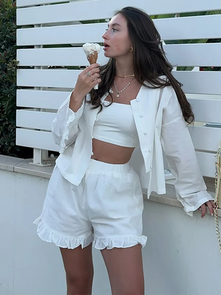 Chic V-neck Ruffled Top short Pant Women's Set Elegant Long Sleeve High Waist Pants 2 Piece Sets Lady Summer Chic Casual Outfits
Chic V-neck Ruffled Top short Pant Women's Set Elegant Long Sleeve High Waist Pants 2 Piece Sets Lady Summer Chic Casual Outfits