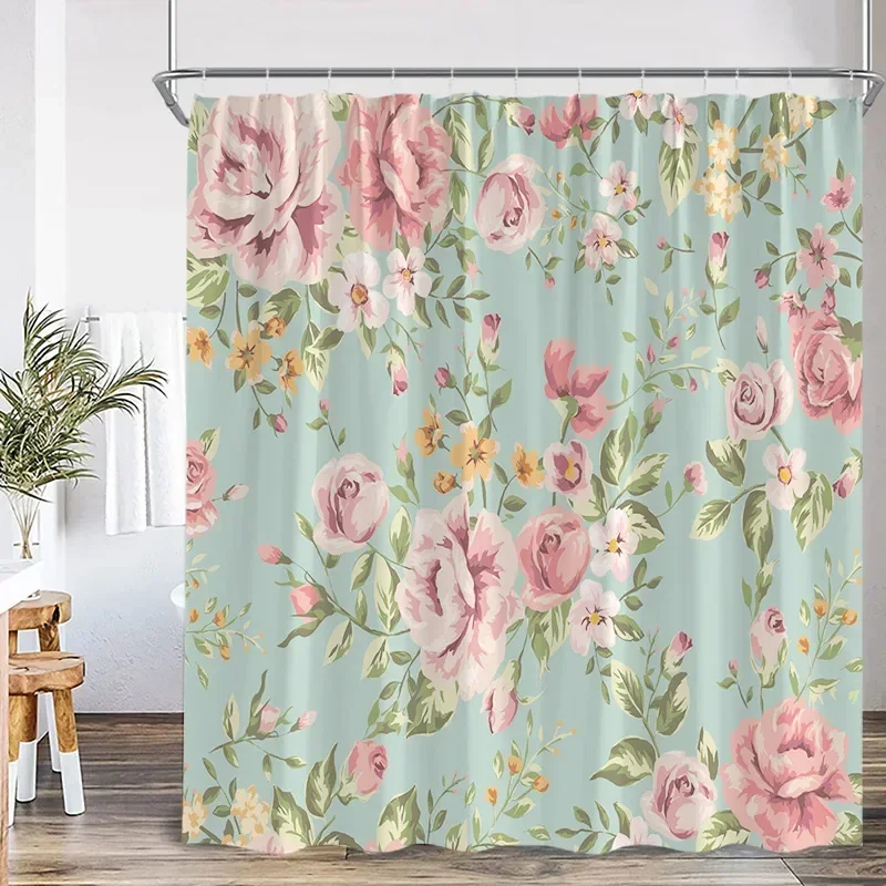 Розовая роза, цветочные занавески для душа, деревенские цветы, зеленые листья, современная ткань, домашняя декоративная занавеска для ванной комнаты с крючками
Розовая роза, цветочные занавески для душа, деревенские цветы, зеленые листья, современная ткань, домашняя декоративная занавеска для ванной комнаты с крючками