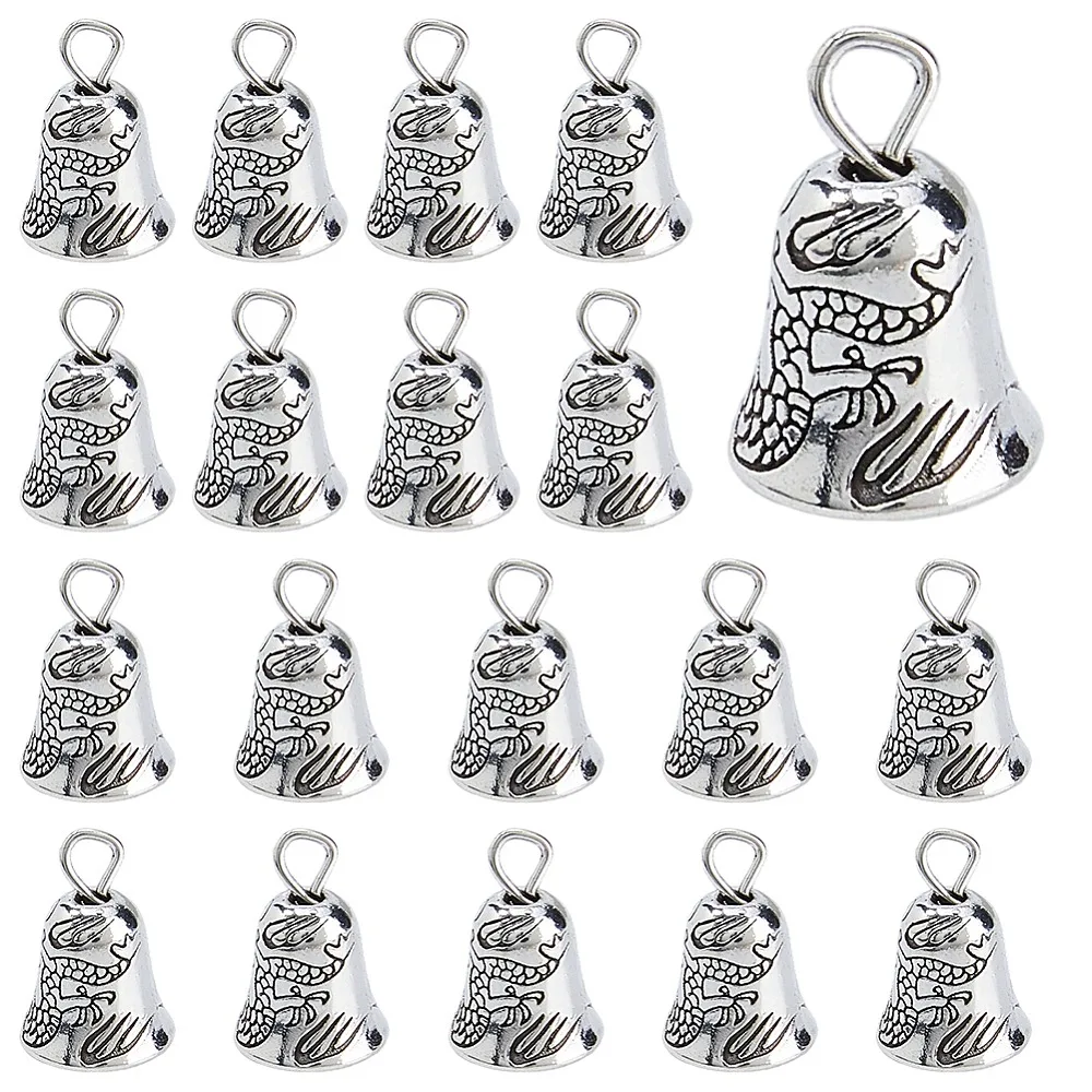 Alloy Bell Charms with Dragon Totem Silver 14x9.5mm Hole: 2.5mm
Alloy Bell Charms with Dragon Totem Silver 14x9.5mm Hole: 2.5mm