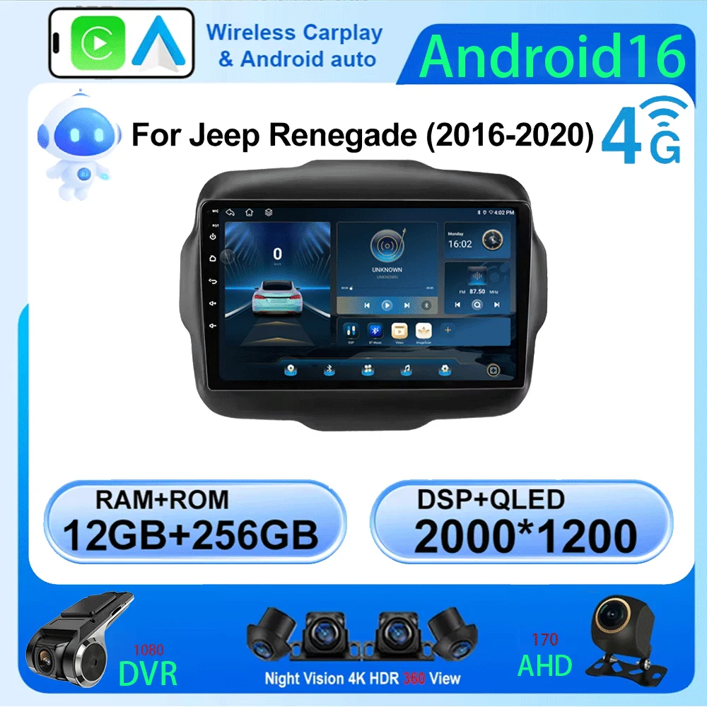 Car Radio Android 16 Carplay For Jeep Renegade 2016 2017 2018 2019 2020 Navigation GPS Multimedia Player stereo WiF+4G 360Camera
Car Radio Android 16 Carplay For Jeep Renegade 2016 2017 2018 2019 2020 Navigation GPS Multimedia Player stereo WiF+4G 360Camera