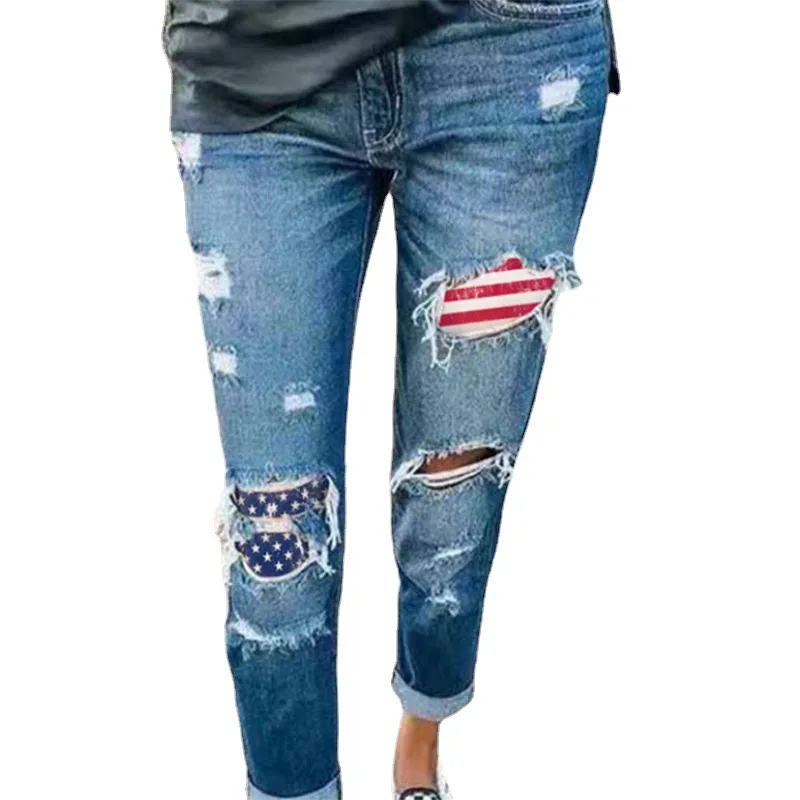 Spot Amazon Wish European and American Women's Independence Day Straight Pants Ripped Print Women's Jeans Trousers Women Jeans
Spot Amazon Wish European and American Women's Independence Day Straight Pants Ripped Print Women's Jeans Trousers Women Jeans